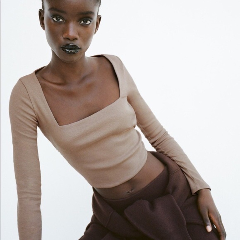 NWT Zara Square Neck Shirt